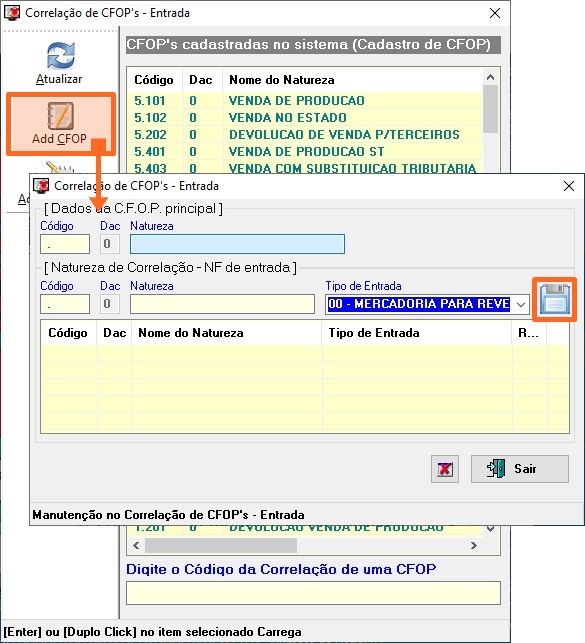 Correlação de CFOP